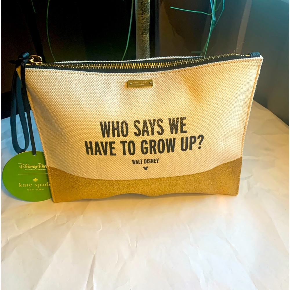 Kate Spade Clutch, Walt Disney “Who Says We Have To Grow Up?”  (New w/tags)